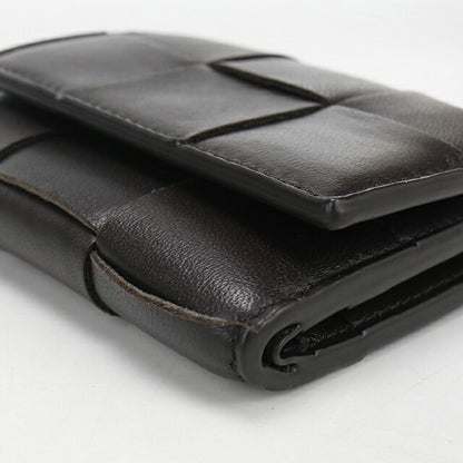 中古 ボッテガ・ヴェネタ 三つ折り財布 三折財布 レディース ブランド BOTTEGA VENETA カセット ファスナーウォレット ブラウン USDBO114456011