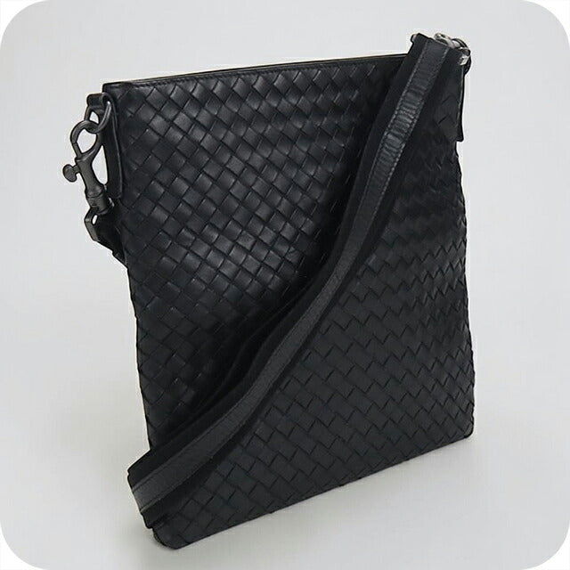 中古 ボッテガ・ヴェネタ ショルダーバッグ メンズ ブランド BOTTEGA VENETA イントレチャート レザー ブラック USDBO114684011