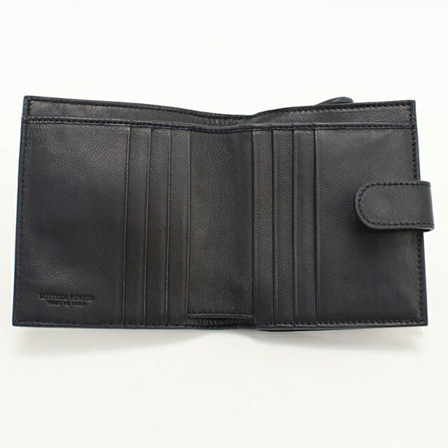 中古 ボッテガ・ヴェネタ 二つ折り財布 二折財布 メンズ ブランド BOTTEGA VENETA イントレチャート 121059 ブラック USDBO114714011