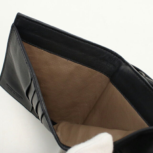 中古 ボッテガ・ヴェネタ 二つ折り財布 二折財布 メンズ ブランド BOTTEGA VENETA イントレチャート 121059 ブラック USDBO114714011