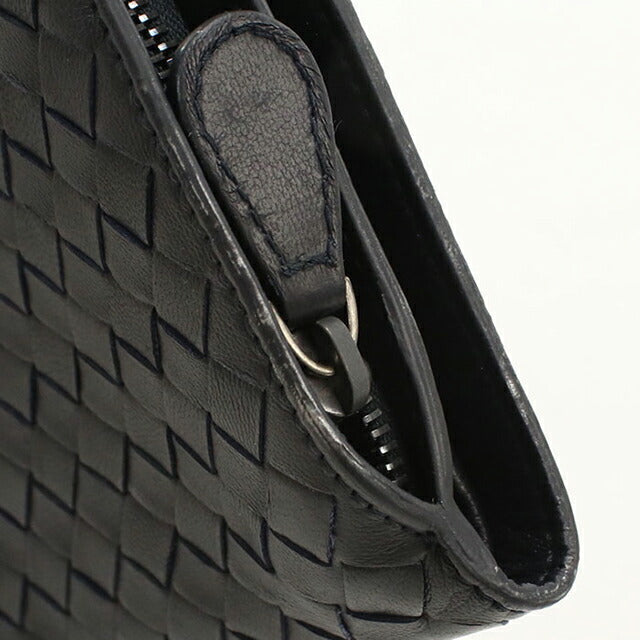 中古 ボッテガ・ヴェネタ 二つ折り財布 二折財布 メンズ ブランド BOTTEGA VENETA イントレチャート 121059 ブラック USDBO114714011
