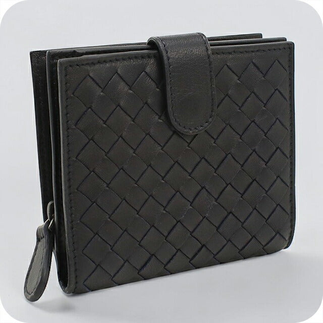 中古 ボッテガ・ヴェネタ 二つ折り財布 二折財布 メンズ ブランド BOTTEGA VENETA イントレチャート 121059 ブラック USDBO114714011