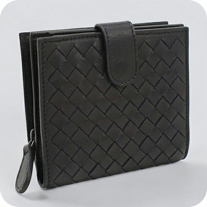 中古 ボッテガ・ヴェネタ 二つ折り財布 二折財布 メンズ ブランド BOTTEGA VENETA イントレチャート 121059 ブラック USDBO114714011