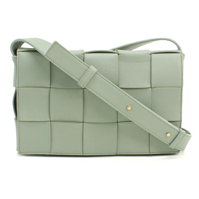中古 ボッテガ・ヴェネタ 斜め掛け ショルダーバッグ レディース ブランド BOTTEGA VENETA マキシイントレチャート レザー グリーン USDBO114910011