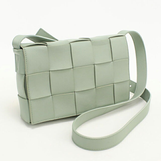 中古 ボッテガ・ヴェネタ 斜め掛け ショルダーバッグ レディース ブランド BOTTEGA VENETA マキシイントレチャート レザー グリーン USDBO114910011