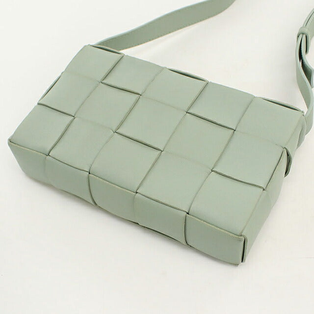 中古 ボッテガ・ヴェネタ 斜め掛け ショルダーバッグ レディース ブランド BOTTEGA VENETA マキシイントレチャート レザー グリーン USDBO114910011