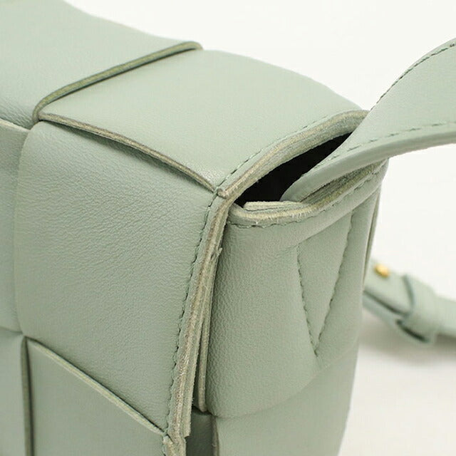 中古 ボッテガ・ヴェネタ 斜め掛け ショルダーバッグ レディース ブランド BOTTEGA VENETA マキシイントレチャート レザー グリーン USDBO114910011