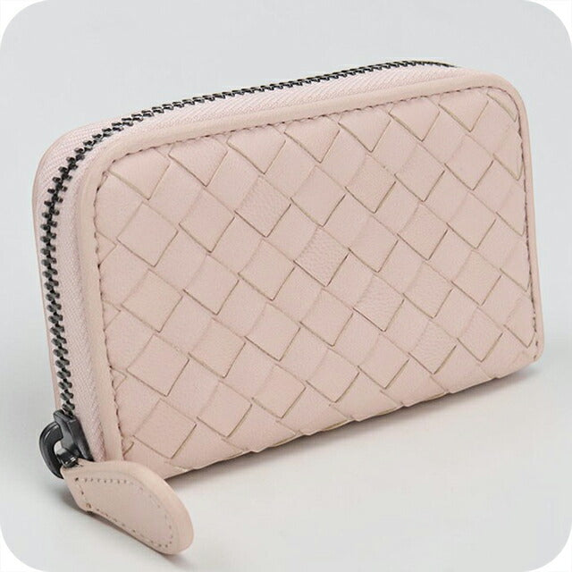 中古 ボッテガ・ヴェネタ 小銭入れ レディース ブランド BOTTEGA VENETA イントレチャート コインパース レザー ピンク USDBO115139011