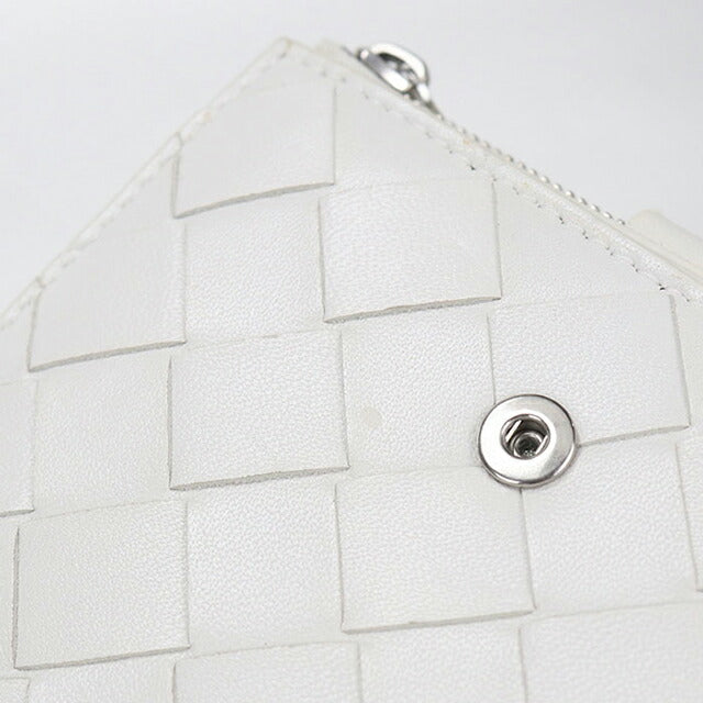 中古 ボッテガ・ヴェネタ 二つ折り財布 二折財布 レディース ブランド BOTTEGA VENETA イントレチャート レザー ホワイト USDBO115141011