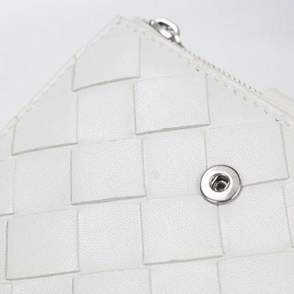 中古 ボッテガ・ヴェネタ 二つ折り財布 二折財布 レディース ブランド BOTTEGA VENETA イントレチャート レザー ホワイト USDBO115141011