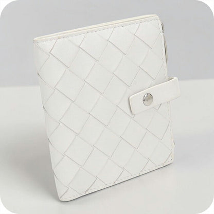 中古 ボッテガ・ヴェネタ 二つ折り財布 二折財布 レディース ブランド BOTTEGA VENETA イントレチャート レザー ホワイト USDBO115141011