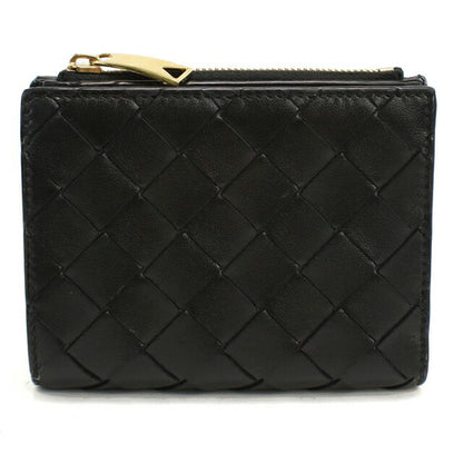 中古 ボッテガ・ヴェネタ 二つ折り財布 二折財布 レディース ブランド BOTTEGA VENETA イントレチャート 742330 ブラック USDBO115222011