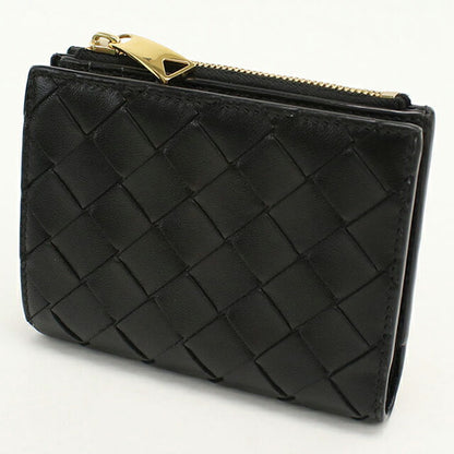 中古 ボッテガ・ヴェネタ 二つ折り財布 二折財布 レディース ブランド BOTTEGA VENETA イントレチャート 742330 ブラック USDBO115222011