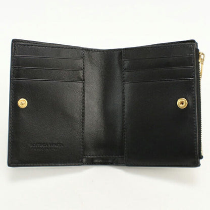 中古 ボッテガ・ヴェネタ 二つ折り財布 二折財布 レディース ブランド BOTTEGA VENETA イントレチャート 742330 ブラック USDBO115222011