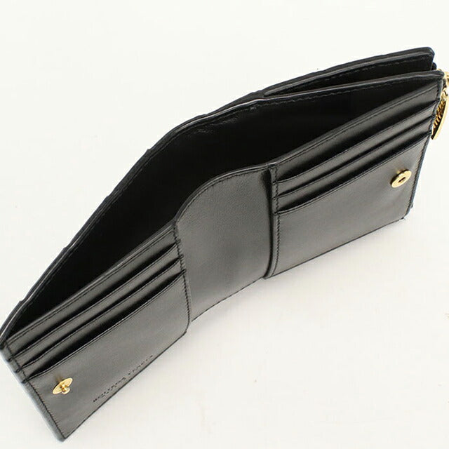 中古 ボッテガ・ヴェネタ 二つ折り財布 二折財布 レディース ブランド BOTTEGA VENETA イントレチャート 742330 ブラック USDBO115222011