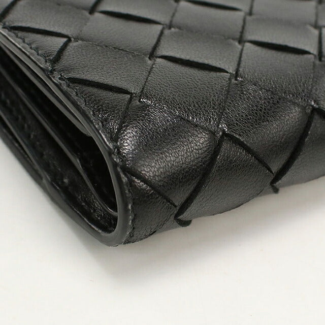 中古 ボッテガ・ヴェネタ 二つ折り財布 二折財布 レディース ブランド BOTTEGA VENETA イントレチャート 742330 ブラック USDBO115222011