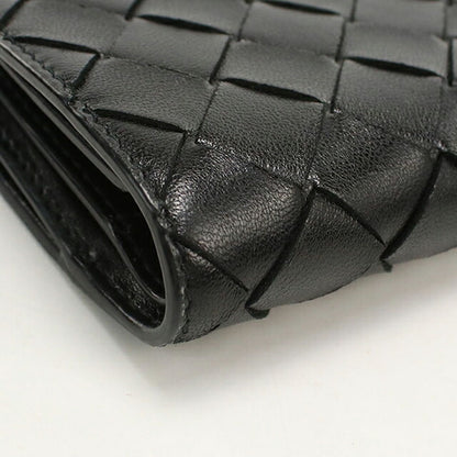 中古 ボッテガ・ヴェネタ 二つ折り財布 二折財布 レディース ブランド BOTTEGA VENETA イントレチャート 742330 ブラック USDBO115222011