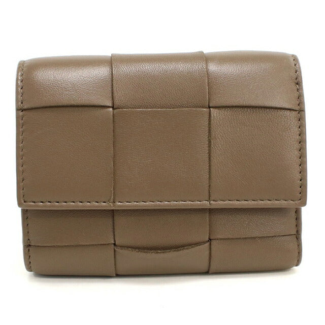 中古 ボッテガ・ヴェネタ 三つ折り財布 三折財布 レディース ブランド BOTTEGA VENETA カセット ファスナーウォレット 814686 グレー USDBO115228011