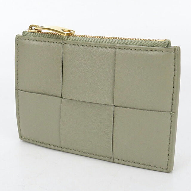 中古 ボッテガ・ヴェネタ 小銭入れ レディース ブランド BOTTEGA VENETA カセット ファスナーカードケース 765460 グリーン USDBO115614011