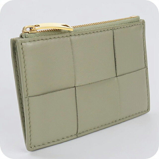 中古 ボッテガ・ヴェネタ 小銭入れ レディース ブランド BOTTEGA VENETA カセット ファスナーカードケース 765460 グリーン USDBO115614011