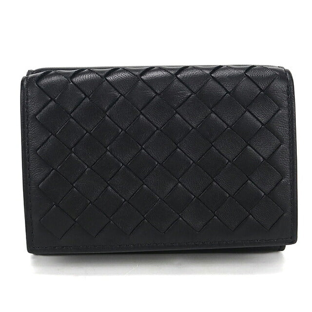 二手 Bottega Veneta 三折钱包 三折钱包 紧凑型男女通用品牌 BOTTEGA VENETA Intrecciato 黑色 USDBO115799011