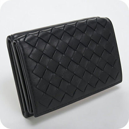 Used Bottega Veneta Trifold Wallet Trifold Wallet Compact Unisex Brand BOTTEGA VENETA Intrecciato Black USDBO115799011