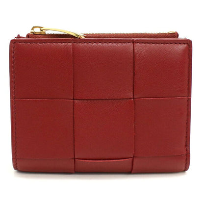 中古 ボッテガ・ヴェネタ 二つ折り財布 二折財布 コンパクト レディース ブランド BOTTEGA VENETA マキシイントレチャート  レッド USDBO116385011
