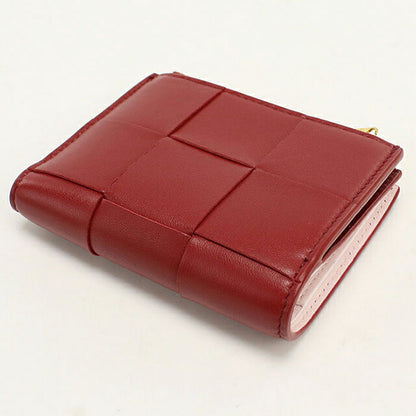 中古 ボッテガ・ヴェネタ 二つ折り財布 二折財布 コンパクト レディース ブランド BOTTEGA VENETA マキシイントレチャート  レッド USDBO116385011
