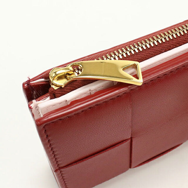 中古 ボッテガ・ヴェネタ 二つ折り財布 二折財布 コンパクト レディース ブランド BOTTEGA VENETA マキシイントレチャート  レッド USDBO116385011