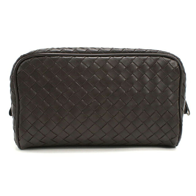 中古 ボッテガ・ヴェネタ ポーチ ユニセックス ブランド BOTTEGA VENETA イントレチャート レザー ブラウン USDBO116519011