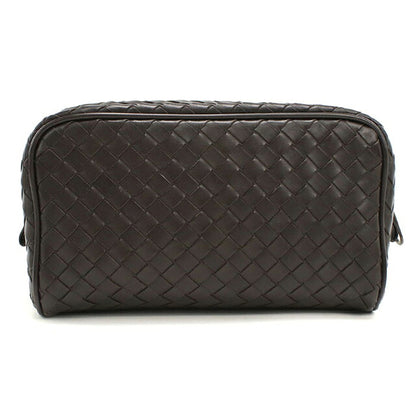 中古 ボッテガ・ヴェネタ ポーチ ユニセックス ブランド BOTTEGA VENETA イントレチャート レザー ブラウン USDBO116519011
