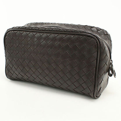 中古 ボッテガ・ヴェネタ ポーチ ユニセックス ブランド BOTTEGA VENETA イントレチャート レザー ブラウン USDBO116519011