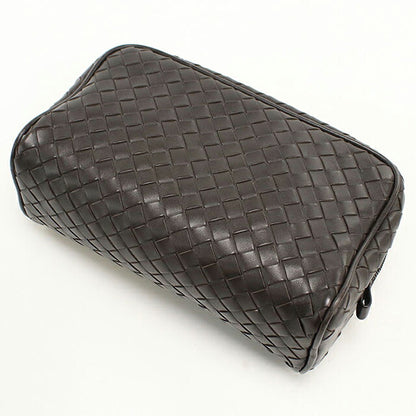 中古 ボッテガ・ヴェネタ ポーチ ユニセックス ブランド BOTTEGA VENETA イントレチャート レザー ブラウン USDBO116519011