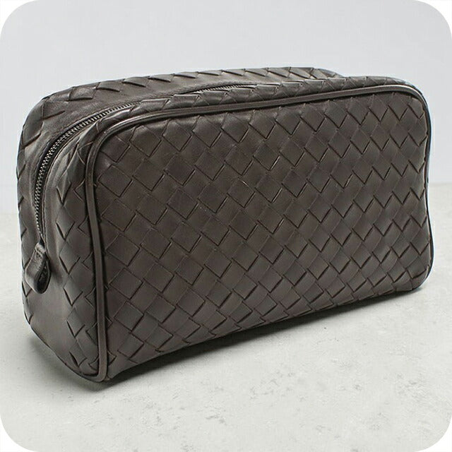 中古 ボッテガ・ヴェネタ ポーチ ユニセックス ブランド BOTTEGA VENETA イントレチャート レザー ブラウン USDBO116519011