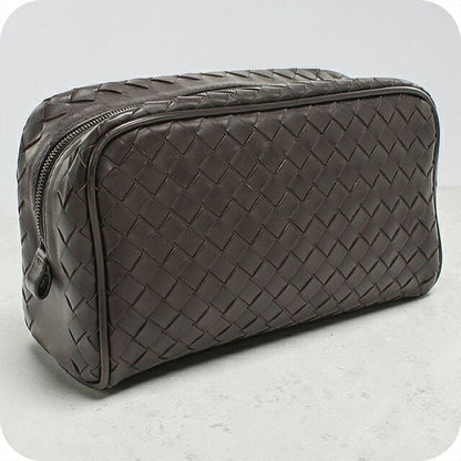 中古 ボッテガ・ヴェネタ ポーチ ユニセックス ブランド BOTTEGA VENETA イントレチャート レザー ブラウン USDBO116519011