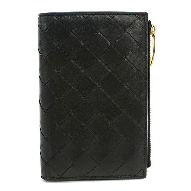 中古 ボッテガ・ヴェネタ 二つ折り財布 二折財布 コンパクト ユニセックス ブランド BOTTEGA VENETA イントレチャート ブラック USDBO116626011