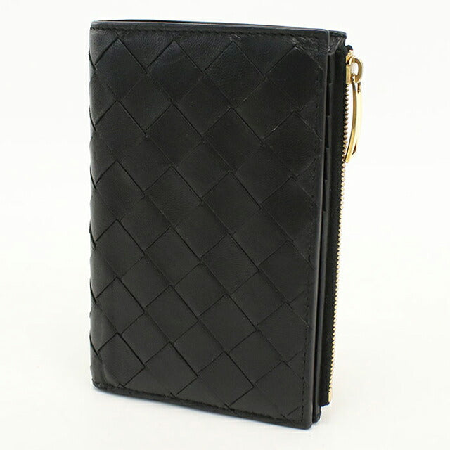 中古 ボッテガ・ヴェネタ 二つ折り財布 二折財布 コンパクト ユニセックス ブランド BOTTEGA VENETA イントレチャート ブラック USDBO116626011