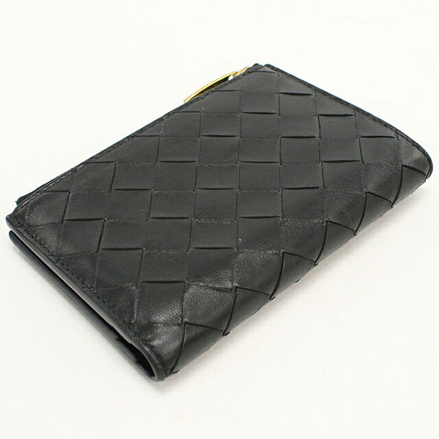 中古 ボッテガ・ヴェネタ 二つ折り財布 二折財布 コンパクト ユニセックス ブランド BOTTEGA VENETA イントレチャート ブラック USDBO116626011