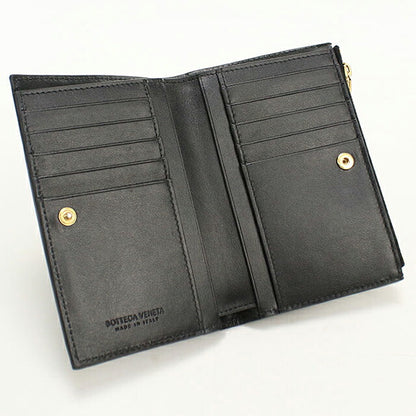 中古 ボッテガ・ヴェネタ 二つ折り財布 二折財布 コンパクト ユニセックス ブランド BOTTEGA VENETA イントレチャート ブラック USDBO116626011
