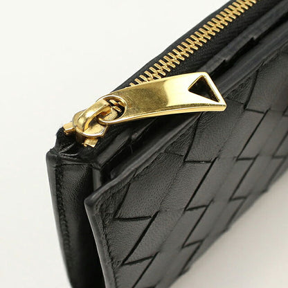 中古 ボッテガ・ヴェネタ 二つ折り財布 二折財布 コンパクト ユニセックス ブランド BOTTEGA VENETA イントレチャート ブラック USDBO116626011
