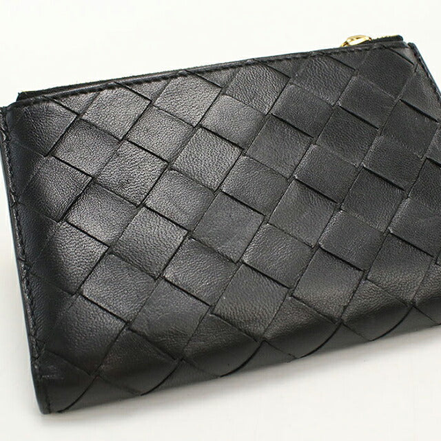 中古 ボッテガ・ヴェネタ 二つ折り財布 二折財布 コンパクト ユニセックス ブランド BOTTEGA VENETA イントレチャート ブラック USDBO116626011