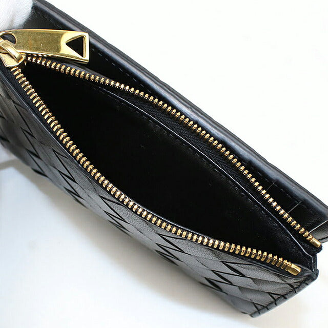 中古 ボッテガ・ヴェネタ 二つ折り財布 二折財布 コンパクト ユニセックス ブランド BOTTEGA VENETA イントレチャート ブラック USDBO116626011