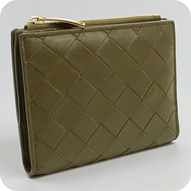 中古 ボッテガ・ヴェネタ 二つ折り財布 二折財布 コンパクト レディース BOTTEGA VENETA イントレチャート スモール 二つ折ウォレット 742330 USDBO117055011