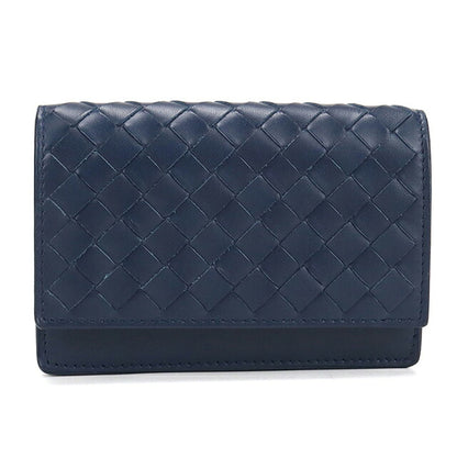 中古 ボッテガ・ヴェネタ 名刺入れ メンズ ブランド BOTTEGA VENETA イントレチャート ビジネスカードケース BO117443 ネイビー USDBO117443011