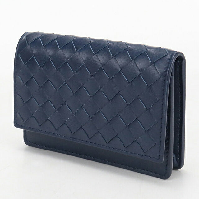 中古 ボッテガ・ヴェネタ 名刺入れ メンズ ブランド BOTTEGA VENETA イントレチャート ビジネスカードケース BO117443 ネイビー USDBO117443011