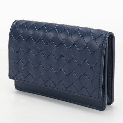 中古 ボッテガ・ヴェネタ 名刺入れ メンズ ブランド BOTTEGA VENETA イントレチャート ビジネスカードケース BO117443 ネイビー USDBO117443011