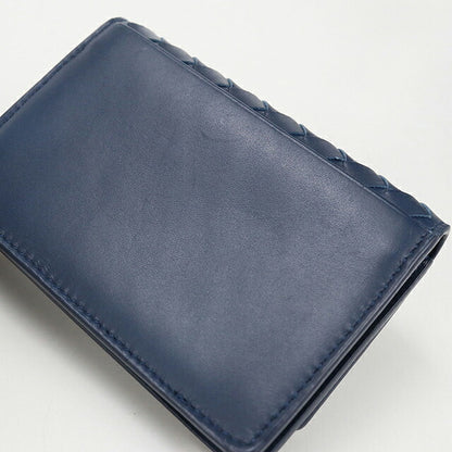 中古 ボッテガ・ヴェネタ 名刺入れ メンズ ブランド BOTTEGA VENETA イントレチャート ビジネスカードケース BO117443 ネイビー USDBO117443011