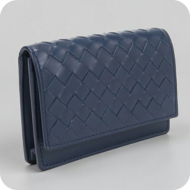 中古 ボッテガ・ヴェネタ 名刺入れ メンズ ブランド BOTTEGA VENETA イントレチャート ビジネスカードケース BO117443 ネイビー USDBO117443011