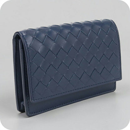 中古 ボッテガ・ヴェネタ 名刺入れ メンズ ブランド BOTTEGA VENETA イントレチャート ビジネスカードケース BO117443 ネイビー USDBO117443011