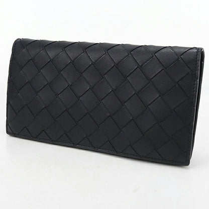 中古 ボッテガ・ヴェネタ 長財布二折 メンズ ブランド BOTTEGA VENETA イントレチャート コインパース付きロングウォレット 814673 ブラック USDBO117540011